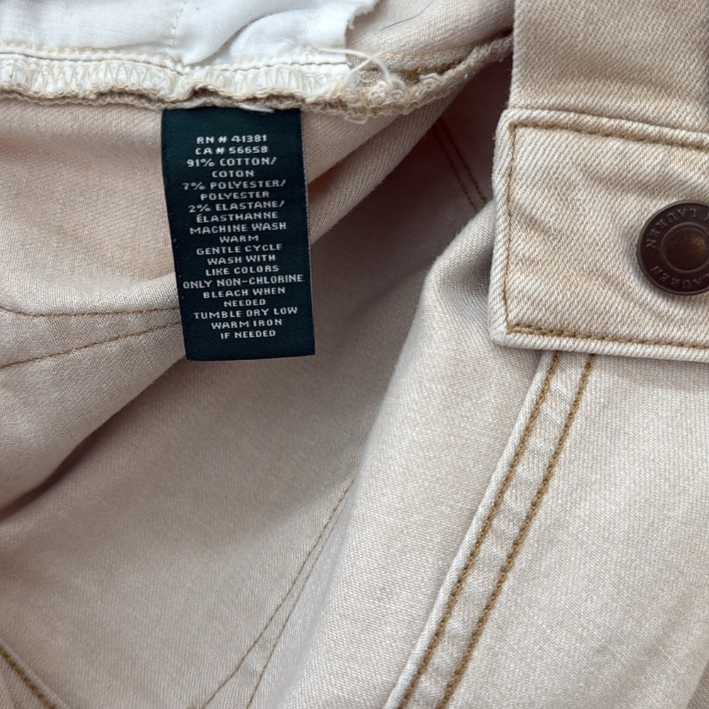 Lauren Ralph Lauren Mid-Rise Premiere Straight Leg Beige Jeans, 6 - Picture 9 of 9